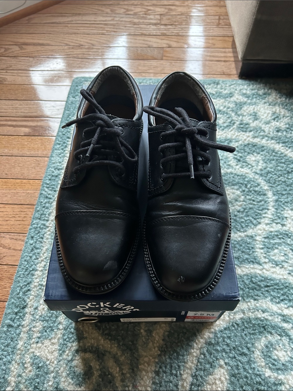 Men's DockersBlack Leather Lace-Up Dress Shoes Size 7.5